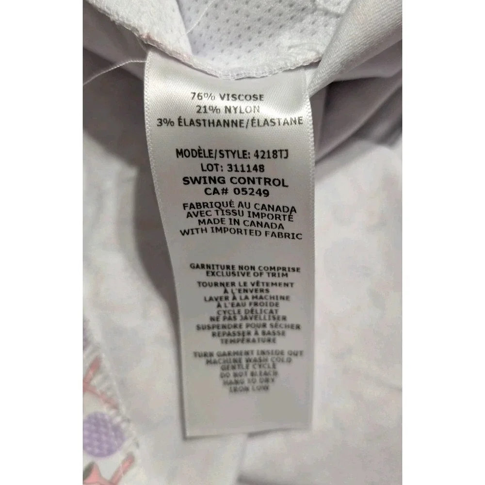 Swing Control Womens L Golf Pants Pink Mist Tee Print Pull On Stretch NWT